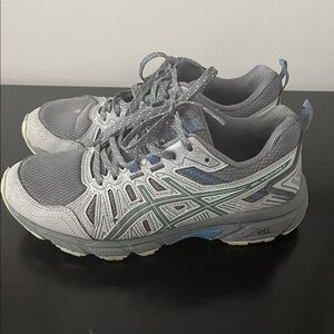 ASICS Gray and Light Blue Athletic Sneakers